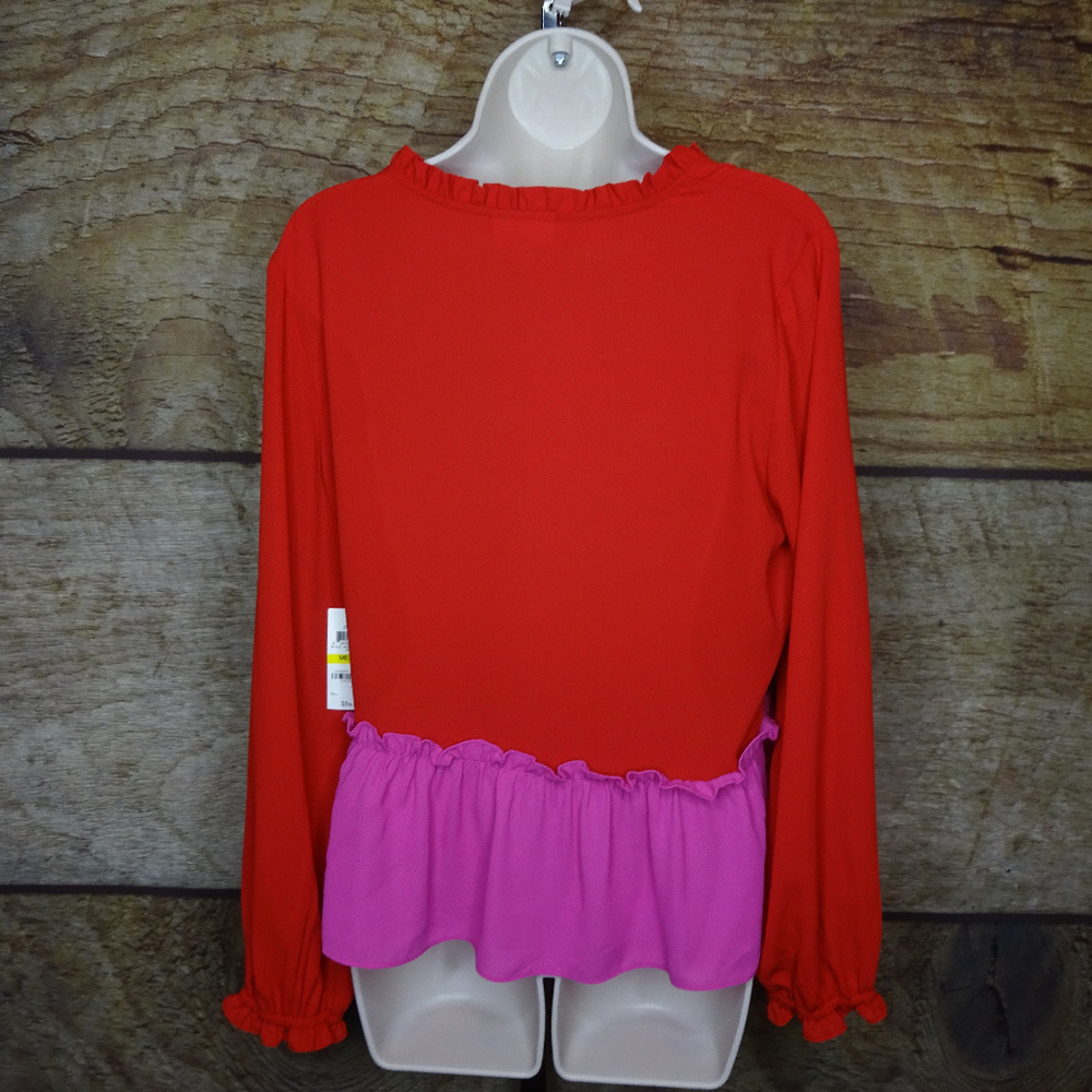 Maison Jules Medium Ruffled Colorblock Top 3G3 - Picture 4 of 8